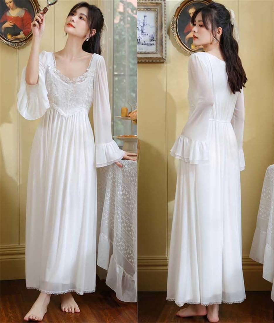 [ZHENGTU] レディース ネグリジェ ルームワンピース ルームウェア ナイトウェア プリンセス ワンピース フレア ロング丈