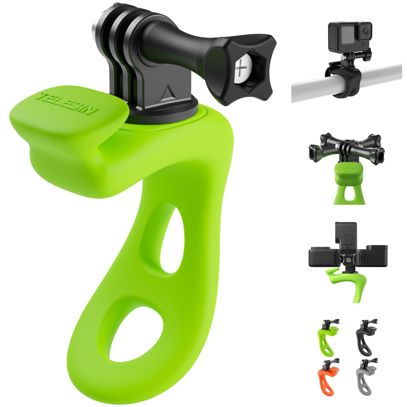 TELESIN Supporto Universale 360° Per Action Cam - Adattabile A Manubri, Bici, Moto E Bastoni - Foto 10