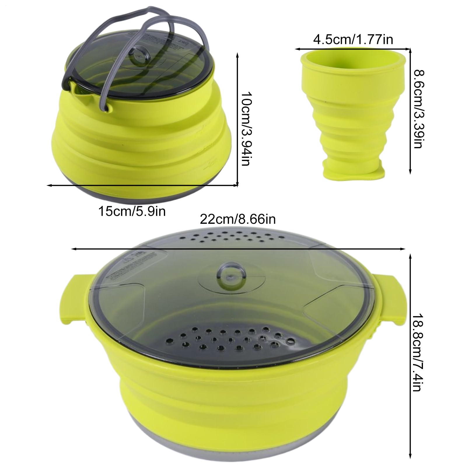 Camping-Kochset, Camping-Küchen-Set, tragbar, hitzebeständig, Wasserkochtopf, Tasse für Reisen, Abenteuer, Rucksackreisen, Wandern, Outdoor, Küche, Essen