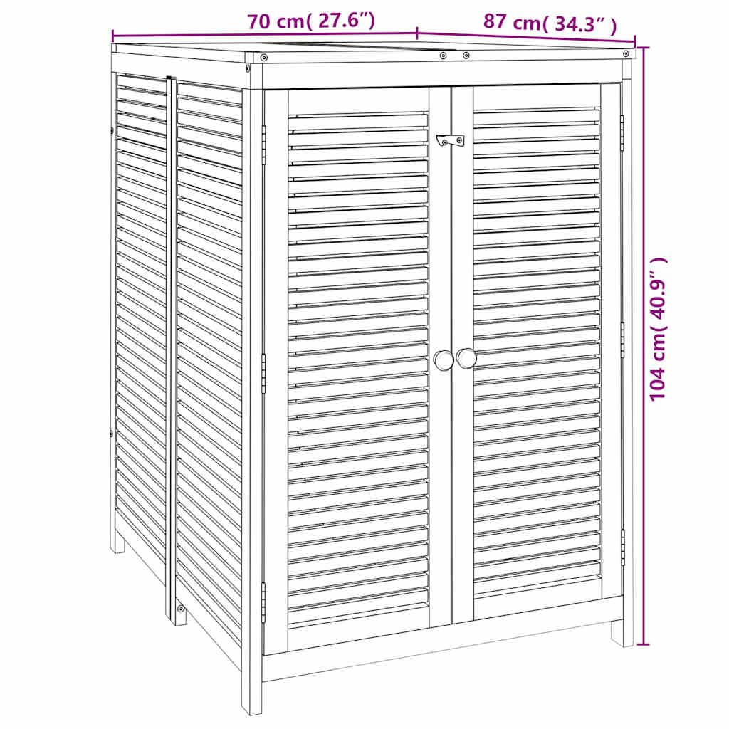 Cassapanca da giardino, 70 x 87 x 104 cm, in legno massiccio di | contenitore per esterni, per cuscini, coperte, con porte, sacchetto impermeabile, istruzioni di montaggio (lingua italiana