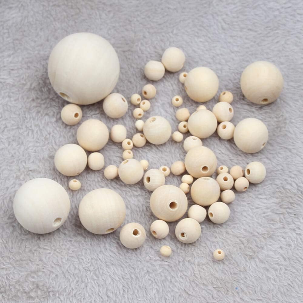 Gukasxi 250 Natuurlijke houten kralen, groot gat, onbehandeld, losse houten kralen, afstandhouders voor thuis en vakantie, decoratie, DIY handwerk, sieraden maken (8 mm, 12 mm, 15 mm, 20 mm, 25 mm
