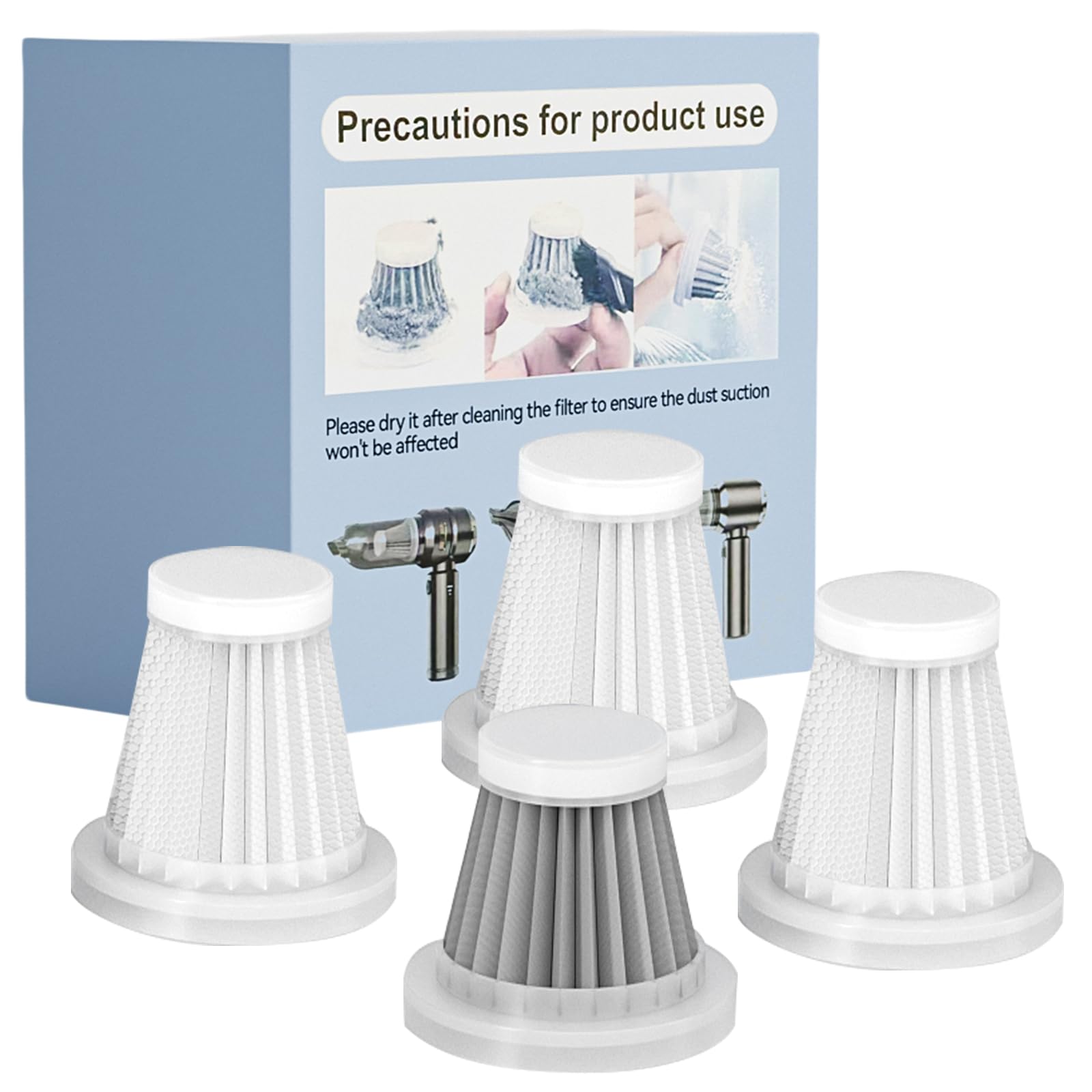 Lyiazsoy Car Vacuum Cleaner HEPA Filter Replacement, Filters Household Vacuum Filter Accessories for Handheld Vacuum Cleaner, 4Pcs HEPA Filters for Lyiazsoy Vacuum Cleaner