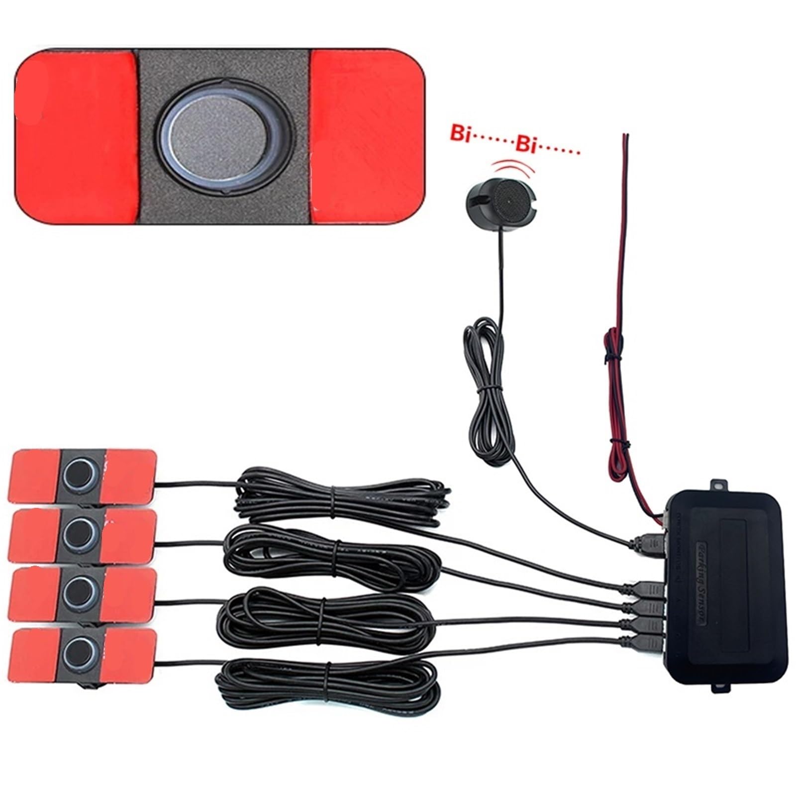 Parking Alerta Kit Asistencia Sensores Aparcamiento Coche Sensores Planos 13mm Radar Marcha Atrás Zumbador Sonido Alarma Control Distancia Monitores Punto Ciego