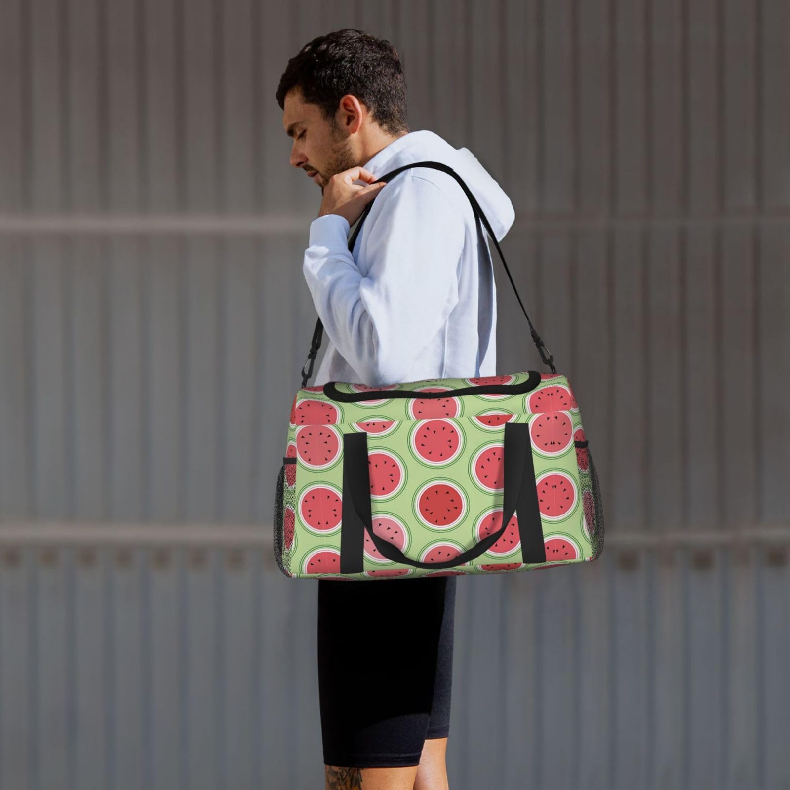 Borsone da viaggio verde anguria grande pieghevole impermeabile borsa da notte borsa da spiaggia nuoto piscina sport palestra