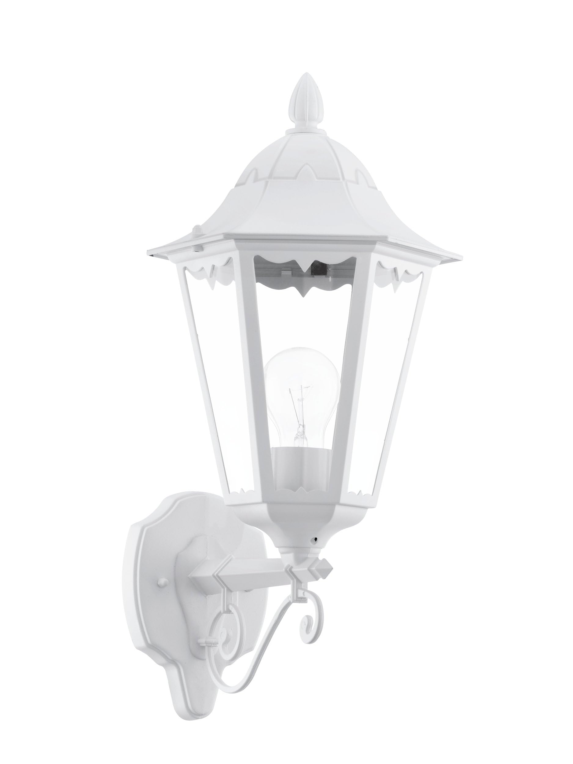EGLO Applique murale extérieure Navedo, éclairage d’extérieur en fonte | d’aluminium blanc et verre, douille E27, IP44