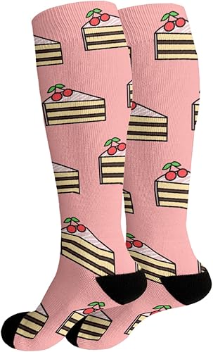 Vista 2 de devor Calcetines largos para mujer, botas de trabajo, calcetines a la rodilla, calcetines de moda para tartas, Blanco