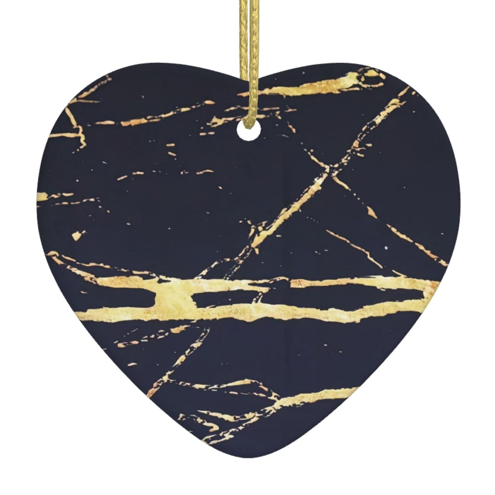 Nbtghga White Marble. (2) Print Christmas Ornaments, Ceramic Hanging Ornament, Xmas Tree Decoration, Holiday Home Decor