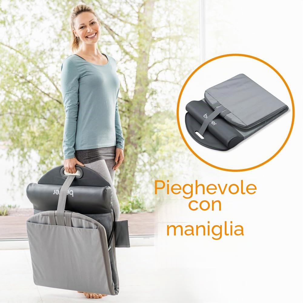 Beurer MG 280 Tappetino da Stretching ispirato allo Yoga con 7 Camere d'Aria e Funzione Calore, per Allungare e Rilassare la Muscolatura