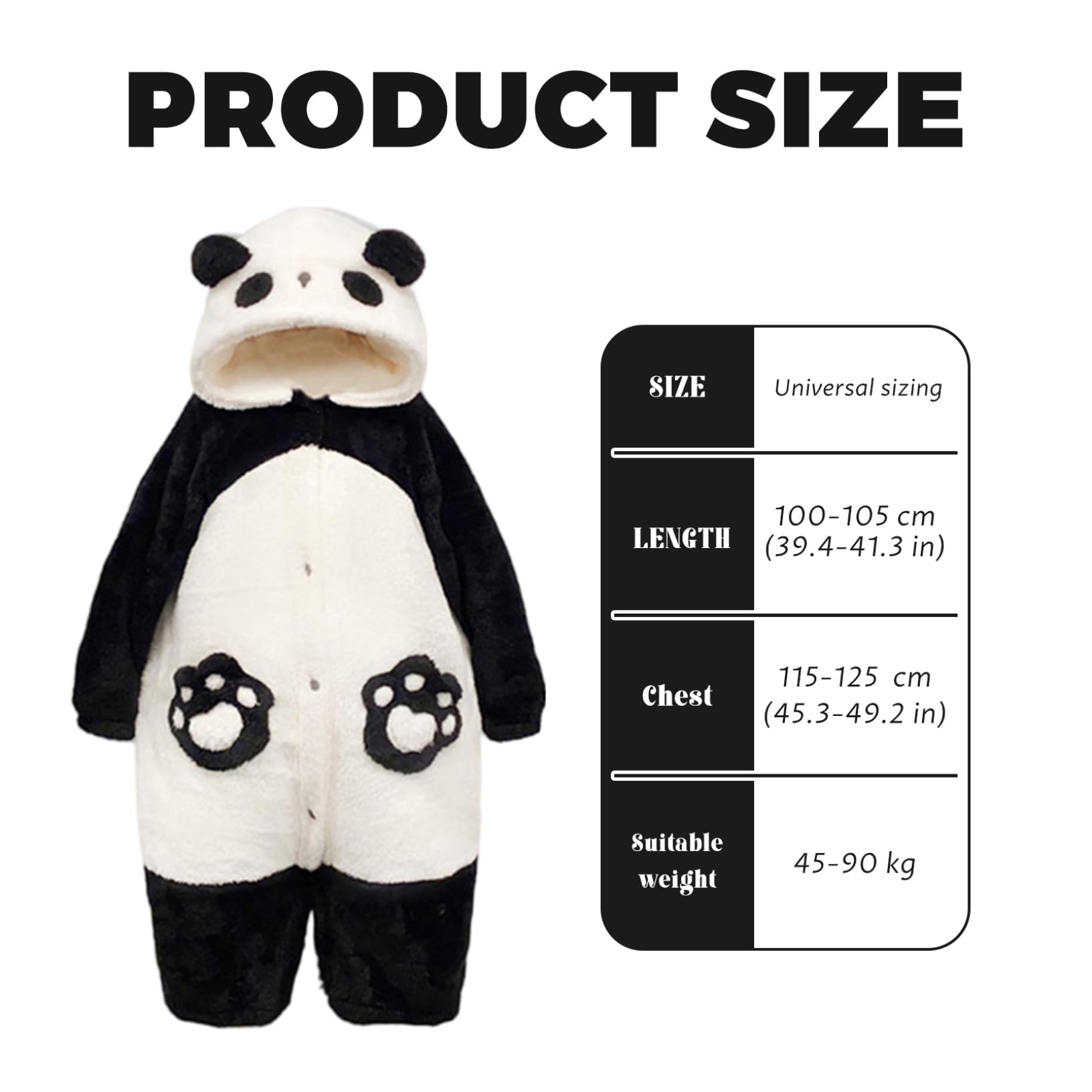 Pigiama Panda Simpatico Costume da Panda in Peluche con Cappuccio Pigiama Invernale Caldo Oversize per Donna Uomo, Senza Pantaloni