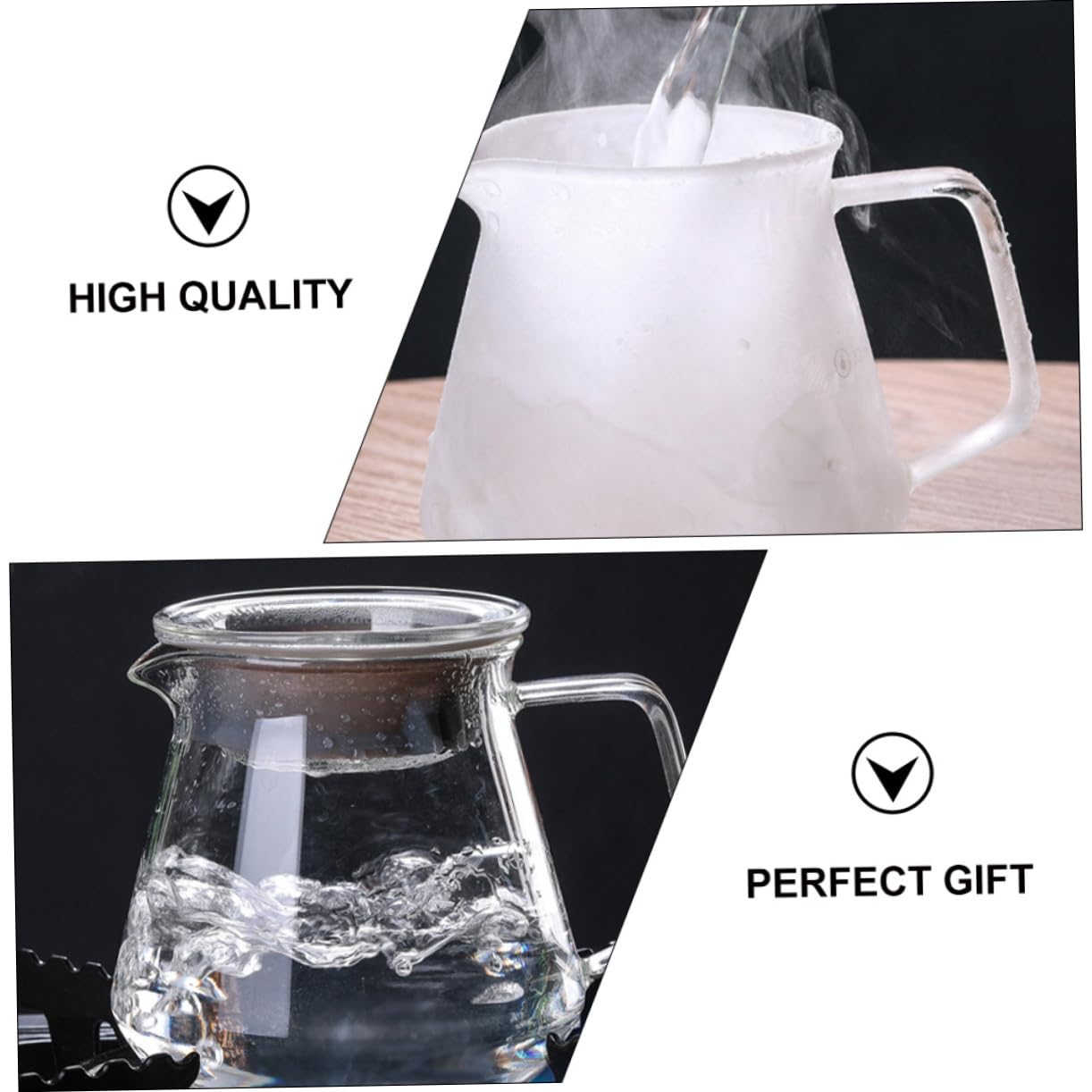 PRETYZOOM Ergonomic Handle Glass Kettle 500ml Coffee Server Lid Easy to Serve Juice