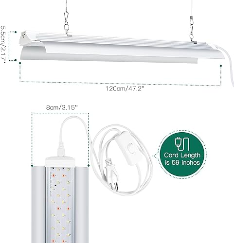 Miniatura 5 de SZHLUX Luz LED de crecimiento de 4 pies 140 W (2 × 70 W) espectro completo 660 nm 730 IR incluida luz LED para plantas de interior, tira de repuesto