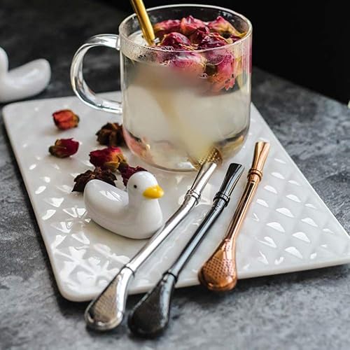 Miniatura 8 de AKOAK - Colador de pajitas de acero inoxidable, reutilizable, apto para bebidas, té de leche, café, té, revolador, popopotes de filtro, cuchara