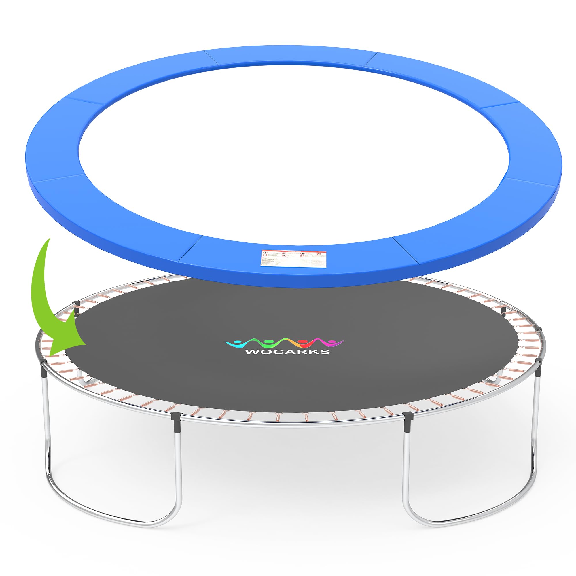 Trampoline Pad, 10ft 12ft 14ft Trampoline Replacement Safety Pad,  Waterproof and Tear-Resistant Safety Spring Cover Round Frame Pad (Blue)