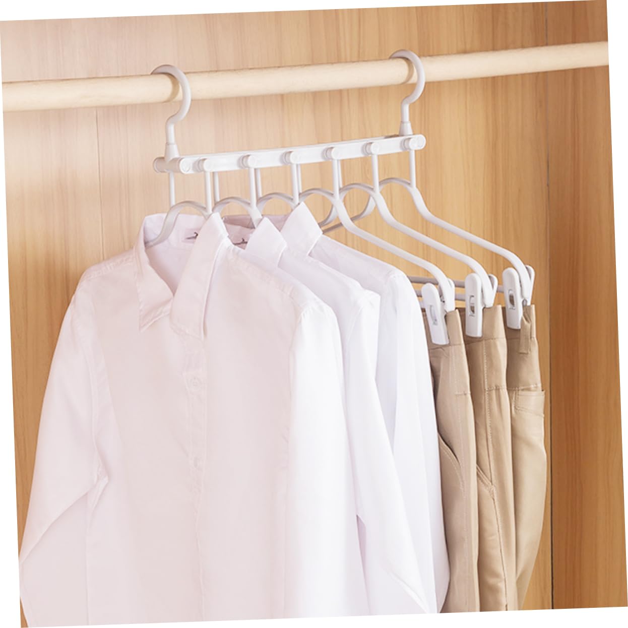 SOLUSTRE Flexible Foldable Household Hanger for Clothes Drying Compact Travel Clothes Rack White Convenient Double Hook Design for Easy Use at Home Dorms Shops