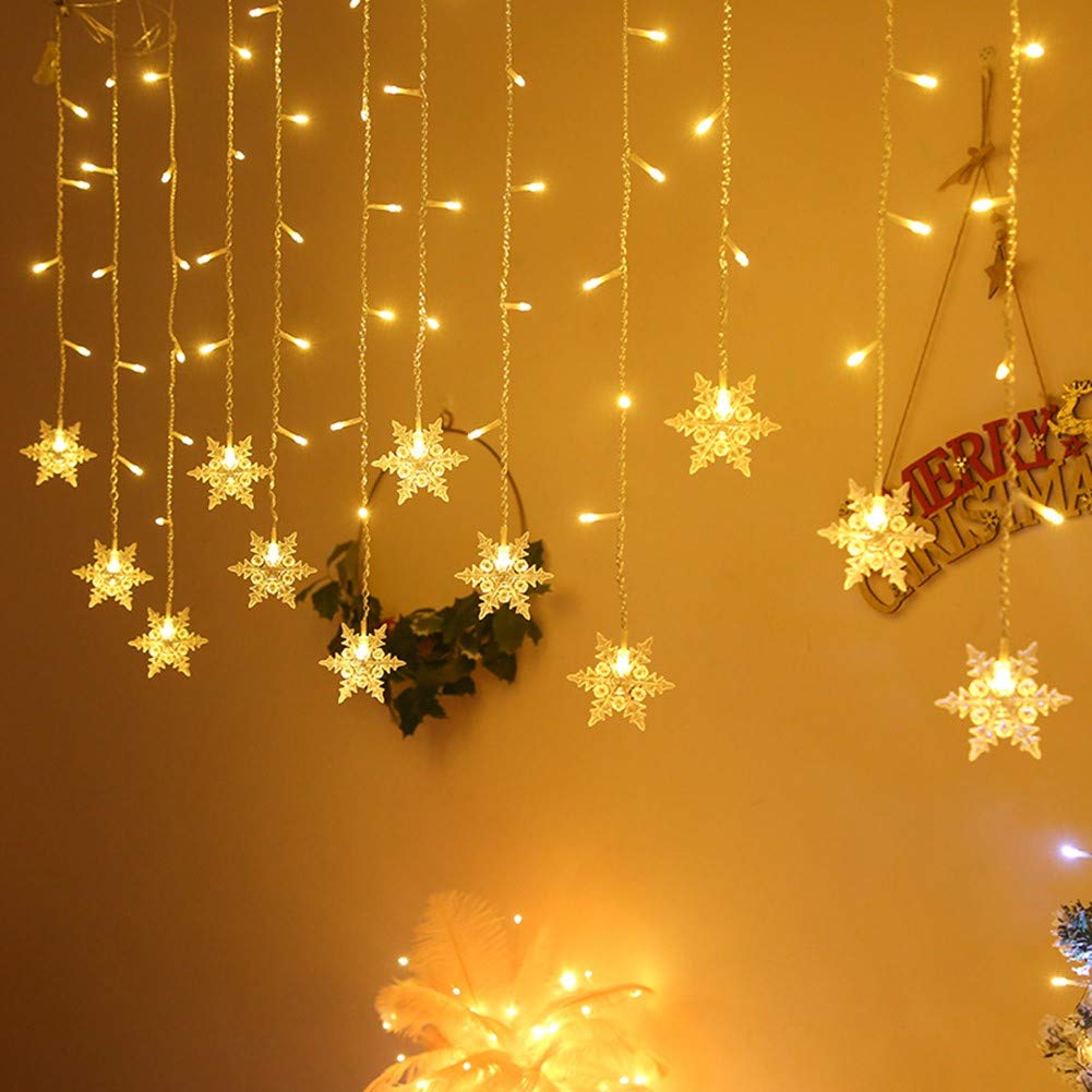 yizeda Christmas Star Lights, Curtain String Lights, 96 LED Star Lights, 8 Modes Waterproof Lights for Christmas Window, Garden, Party, Patio Decoration