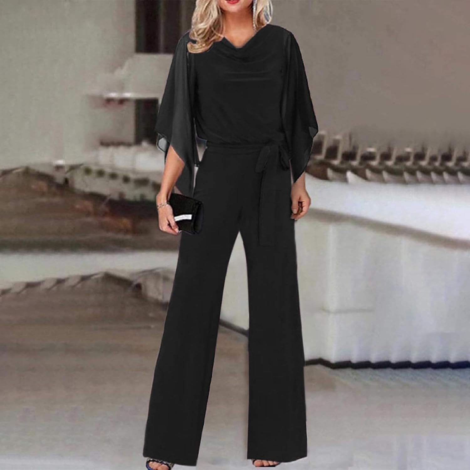 Miyaomn Mother of the Bride Pant Suits Trendy Irregular Chiffon Elegant Wedding Pants Suit Dressy 3/4 Sleeve Formal Outfits - Image 2