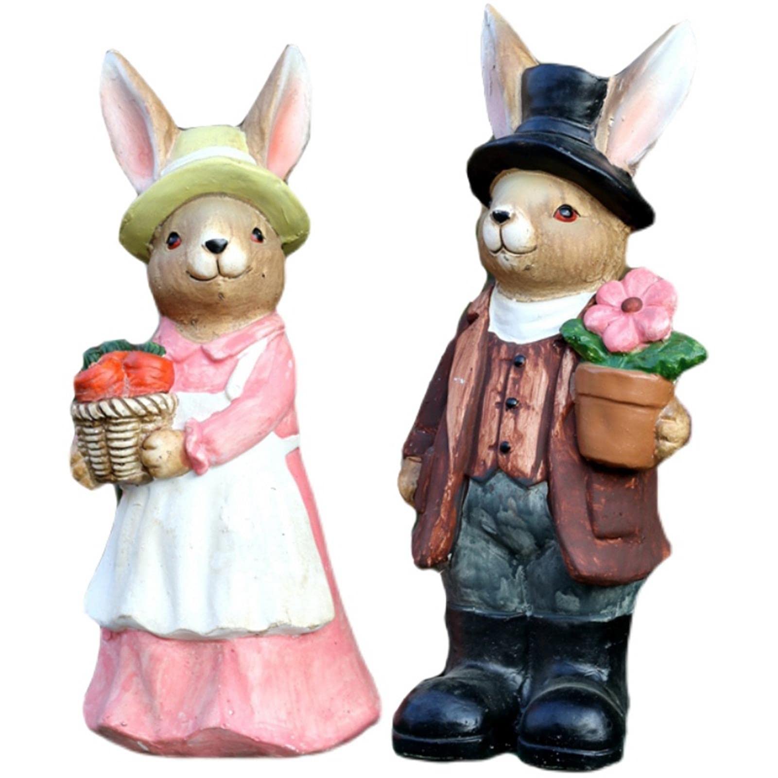 Statue de lapin réaliste en résine pour décoration de jardin extérieur