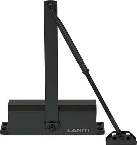 Miniatura 6 de Mecanismo de cierre de puerta comercial para tráfico pesado, cierre de puerta para automóvil comercial, acabado de aluminio (negro, 1, paquete)