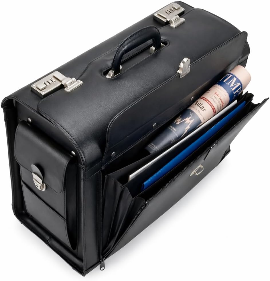 Alassio 949728 - Black leather pilot briefcase