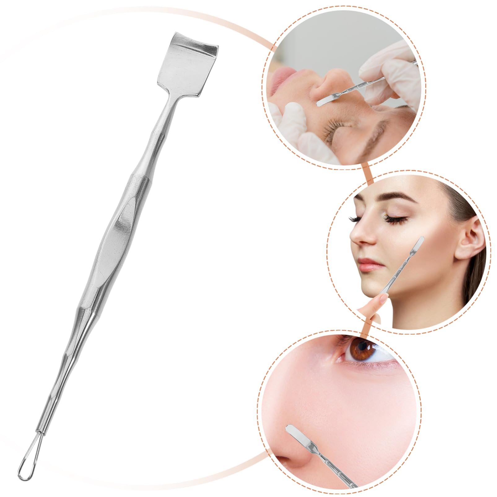 MOLUCKFU Dual-end Tool Stainless Steel Skin Spatula for Pore Cleaning Face Exfoliator Scrubber