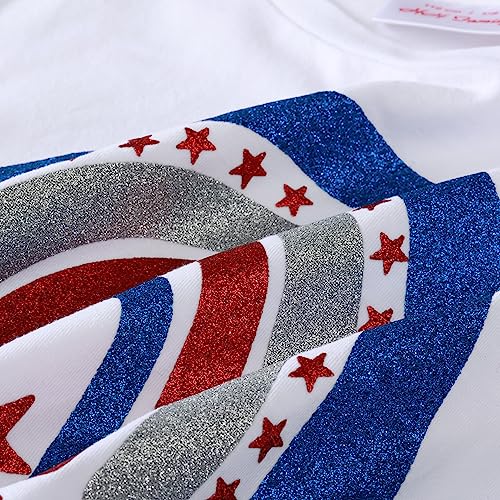 Image of 4th of July Shirts for Girls Patriotic American Flag Kids Clothing