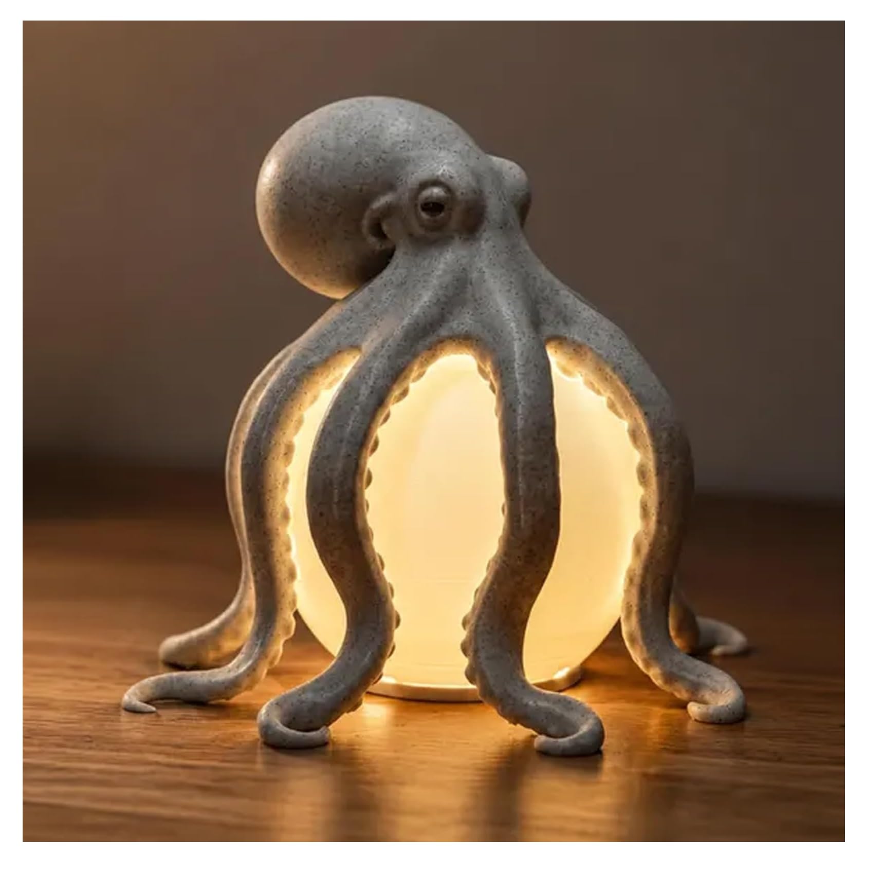 Octopus Ocean Decor Table Lamp, 6in Coastal Octopus Night Light with Warm LED Glow, USB LED Ocean Themed Bedside Light, Octopuses Nautical Accent Light for Bedroom Living Room，A03