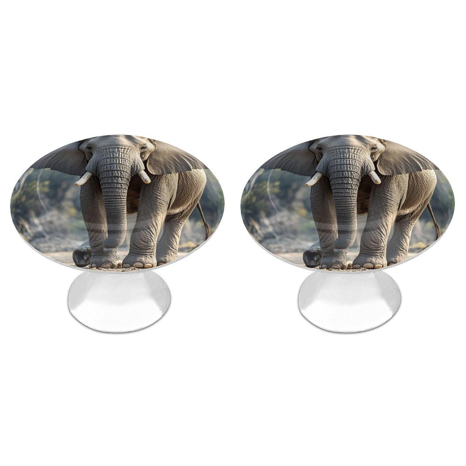 Vstadank Style Elephant Drawer Knob Round Dresser Sturdy Drawer Pulls With Mounting Screws Kitchen Stainless Steel Modern Decorative Handles For Cupboard Closet Bathroom