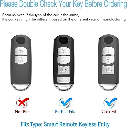 Miniatura 2 de Bqepe Funda para llavero Mazda Keychain - Compatible con Mazda 3 6 8 Miata MX-5 CX-5 CX-9 Llavero inteligente de 4 botones (Negro)