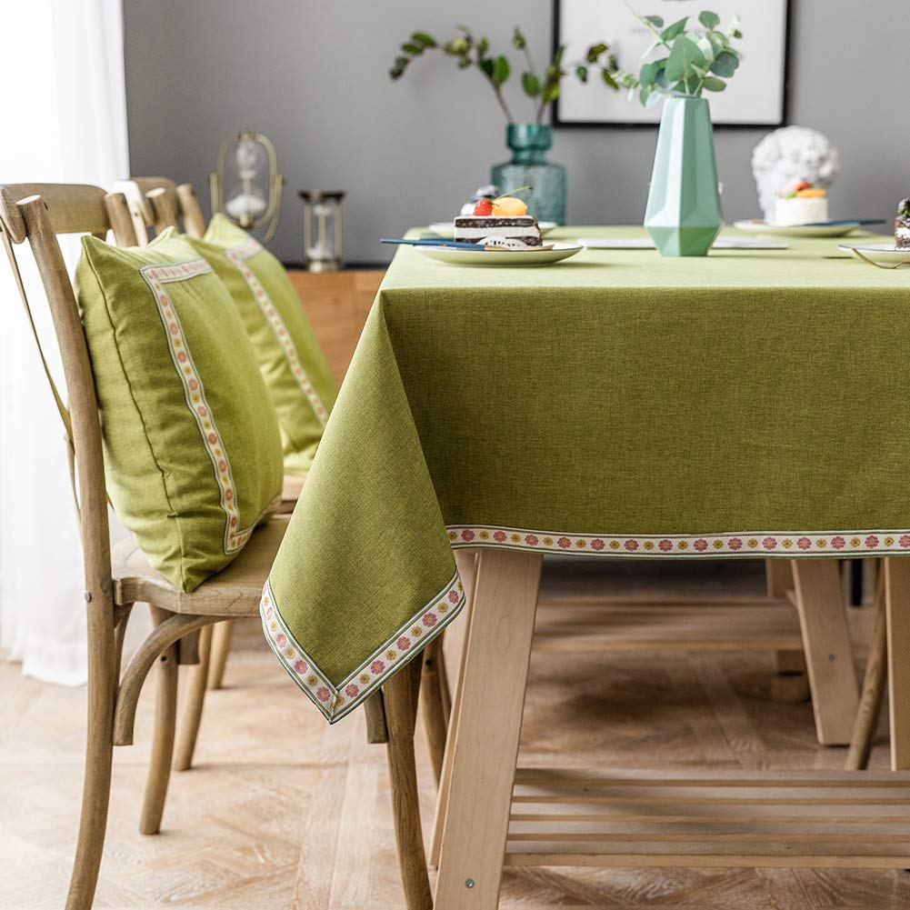 Tovaglia Rettangolare 115x275cm, Tovaglia in Lino, Idrorepellente A Prova di Polvere Antibatterico, per Matrimoni,ristoranti - Verde