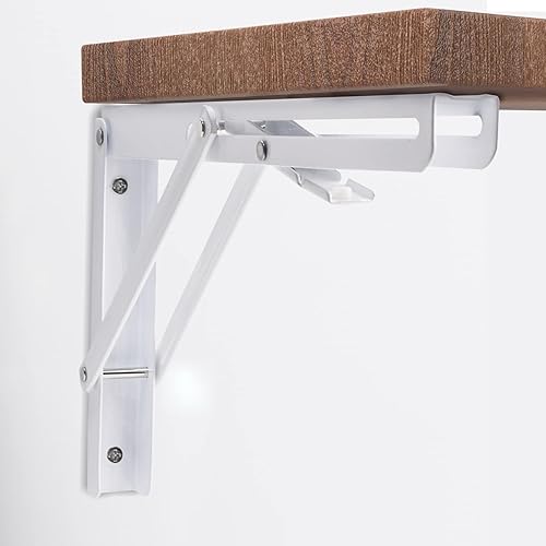Miniatura 41 de YUMORE Soportes de estante plegables de 24 pulgadas, carga máxima: 330 libras de acero inoxidable resistente soporte de estante plegable para mesa