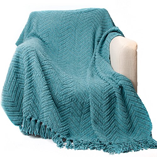 Image of BATTILO HOME Teal Throw Blanket for Couch, 50 inchx60 inch