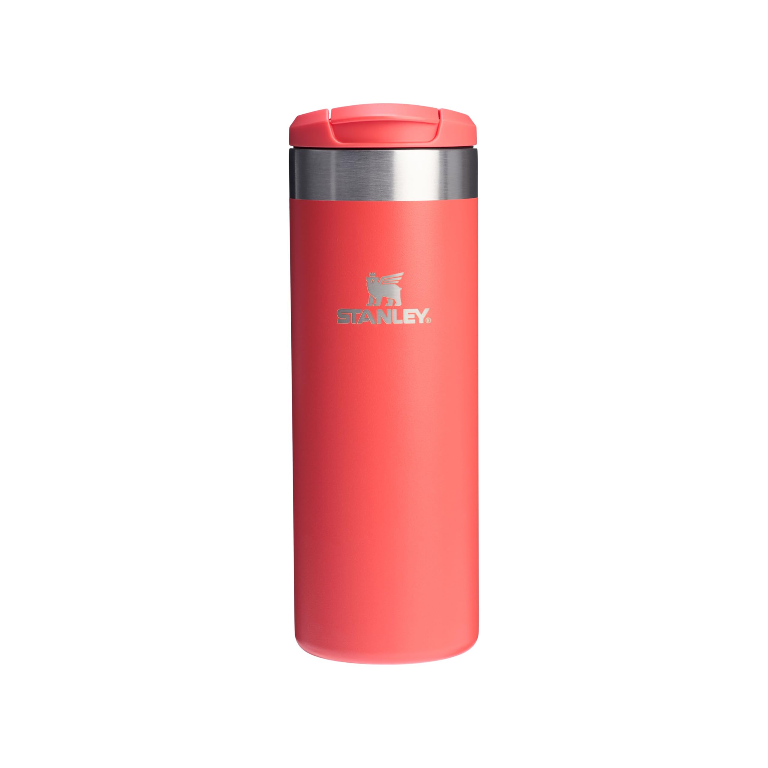Stanley 1913 Aerolight Transit Travel Mug 0.47L - Keeps 6 Hours Hot - 8 Hours Cold - Dishwasher Safe - Leakproof - Car Cup Holder Compatible - Insulated Coffee Cup - Hot Coral