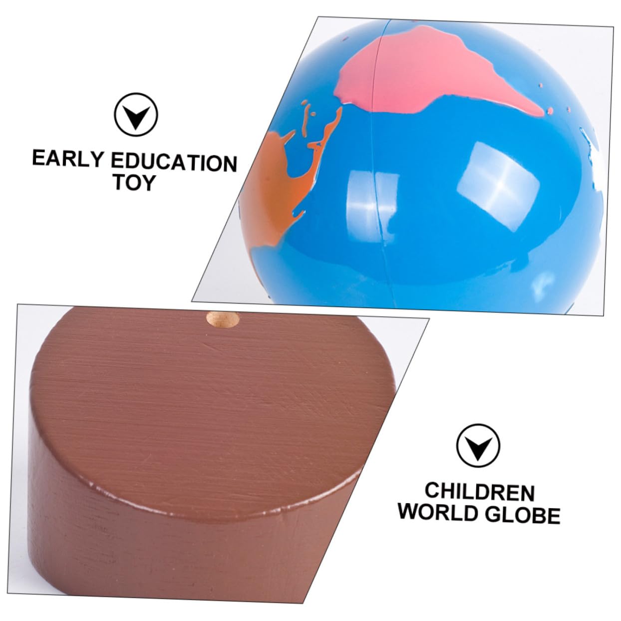 Globo Terráqueo Infantil de Madera Pintura al Agua para Estimular la Cognición en Niños, Adorno y Recurso Didáctico para Decoración y Aprendizaje Temprano