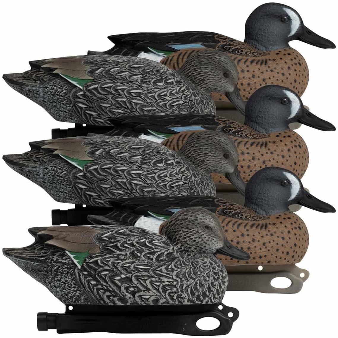 Hardcore Waterfowl Rugged Series Blue-Winged Teal Decoys - 3 Drakes and 3 Hens