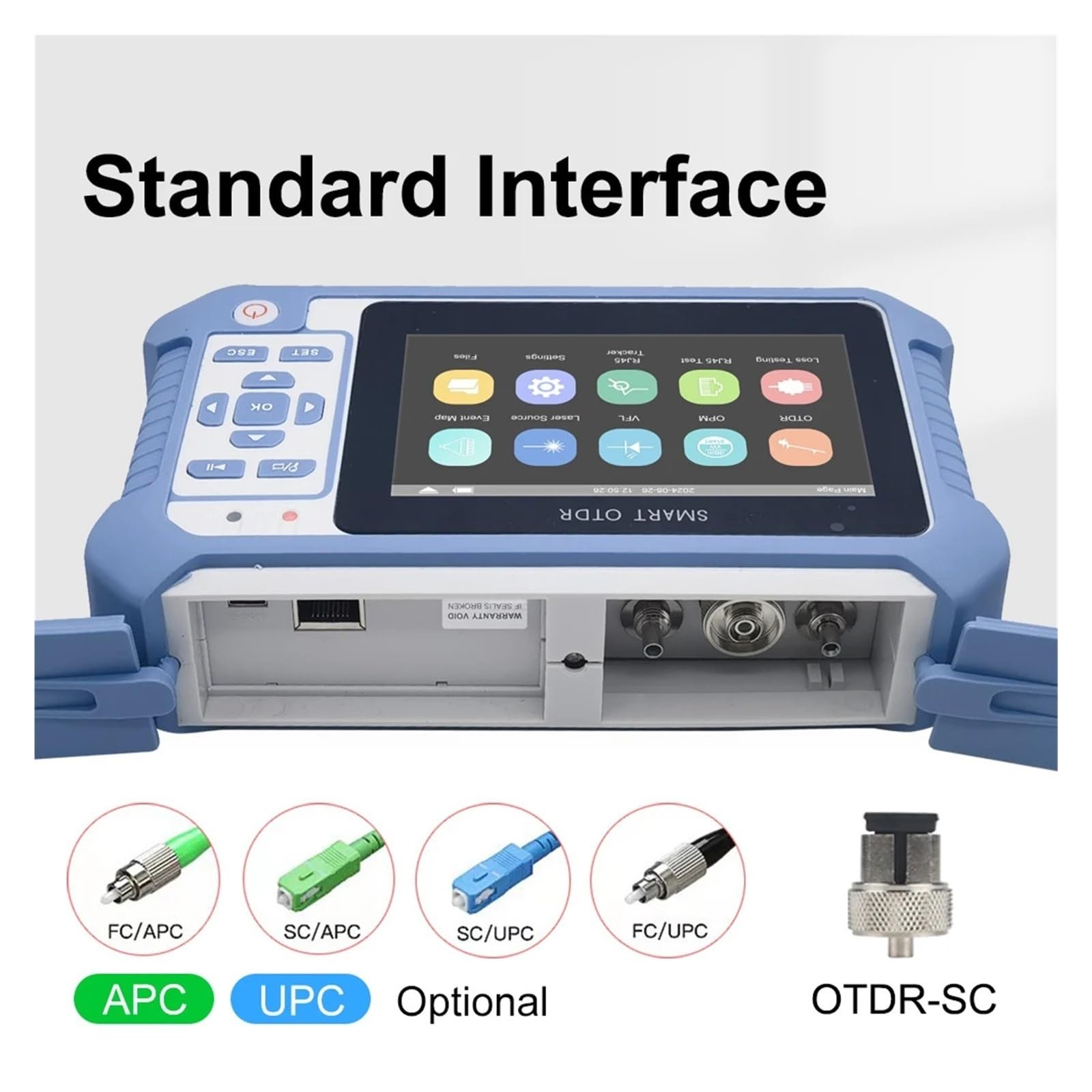 Réflectomètre optique portatif dans le domaine temporel, OTDR intelligent 1310/1550nm 24/22db 80km avec VFL OPM OSL(1310nm upc)