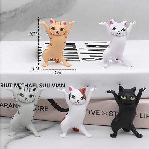 Miniatura 4 de PHILISENMALL 5 piezas de decoración de gato bailarín modelo lindo encantador adorno decoración habitación pluma sosteniendo estatua para fiesta,
