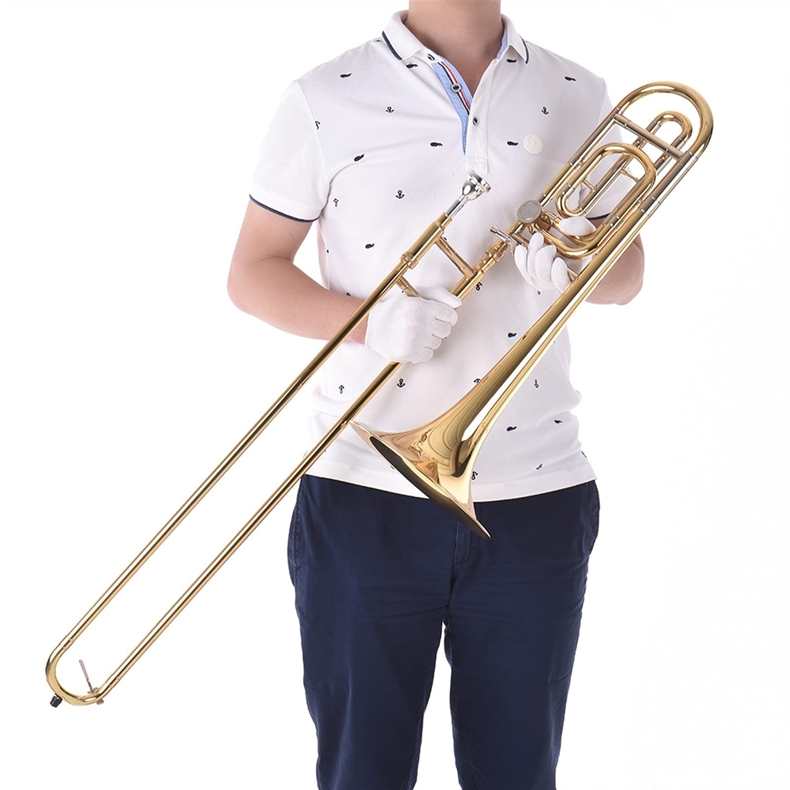 Intermediate Bb Flat Tenor Slide Trombone with F Kit Including Mouthpiece Carry Case Gloves Cleaning Cloth Trumpet Set - Image 5