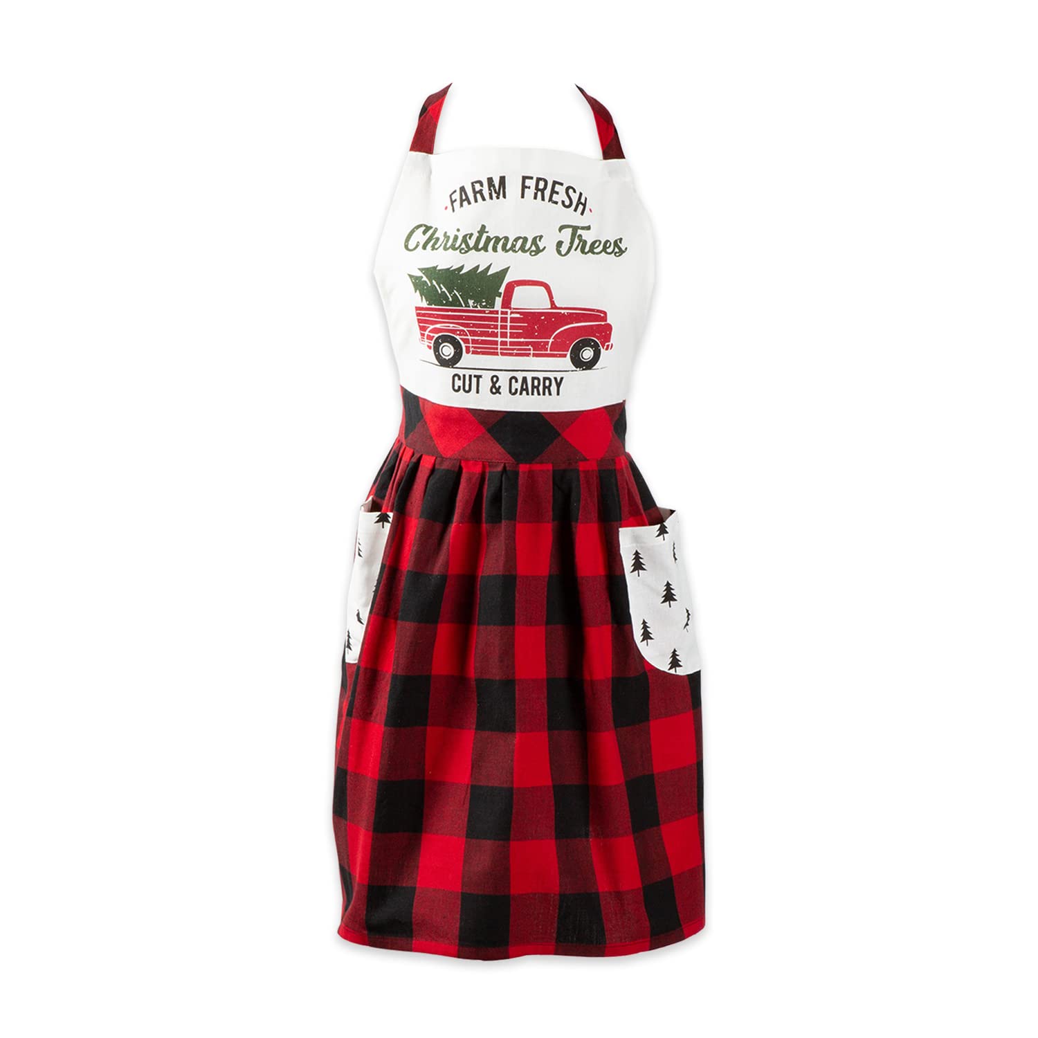 DII Delantal de cocina de Navidad para mujer, tamaño adulto, para cocinar, hornear o hacer manualidades, ajustable con bolsillos grandes, talla única, camión de Navidad