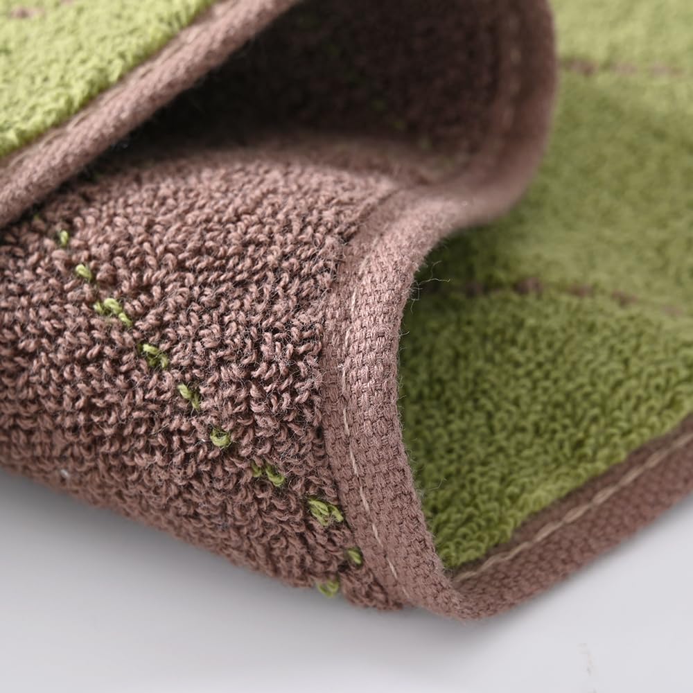 Green Hand Towel Set of 2 Super Soft 100% Cotton Towels Quick Dry Ultra Absorbent Brown Colorblock Modern Square Design Decorative Hand Towel for Bathroom 13 x 29 Inch - Image 9