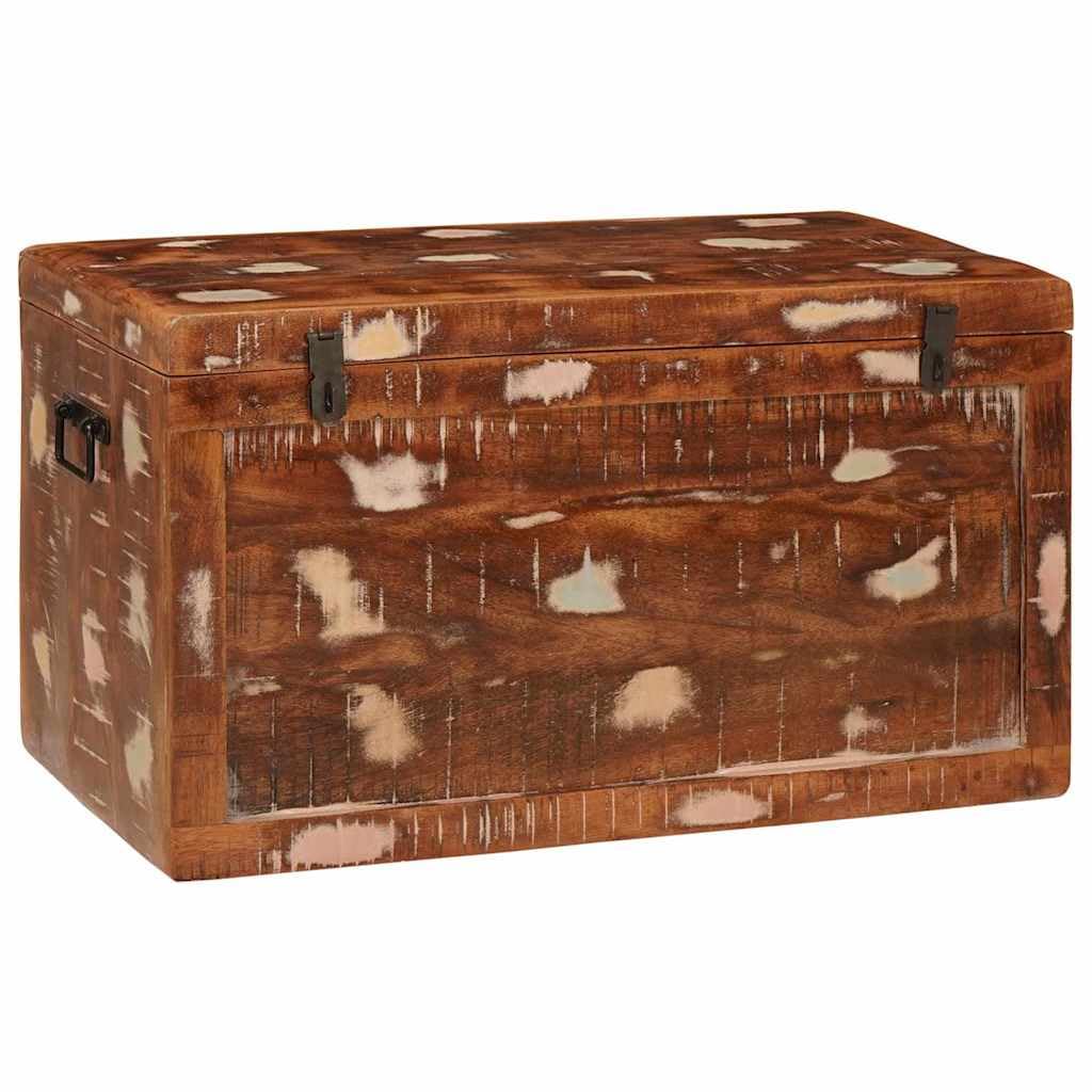 Scatola portaoggetti con porta, in legno massiccio di mango | Design rustico, manici in ferro, ampio spazio, per interni, montaggio richiesto