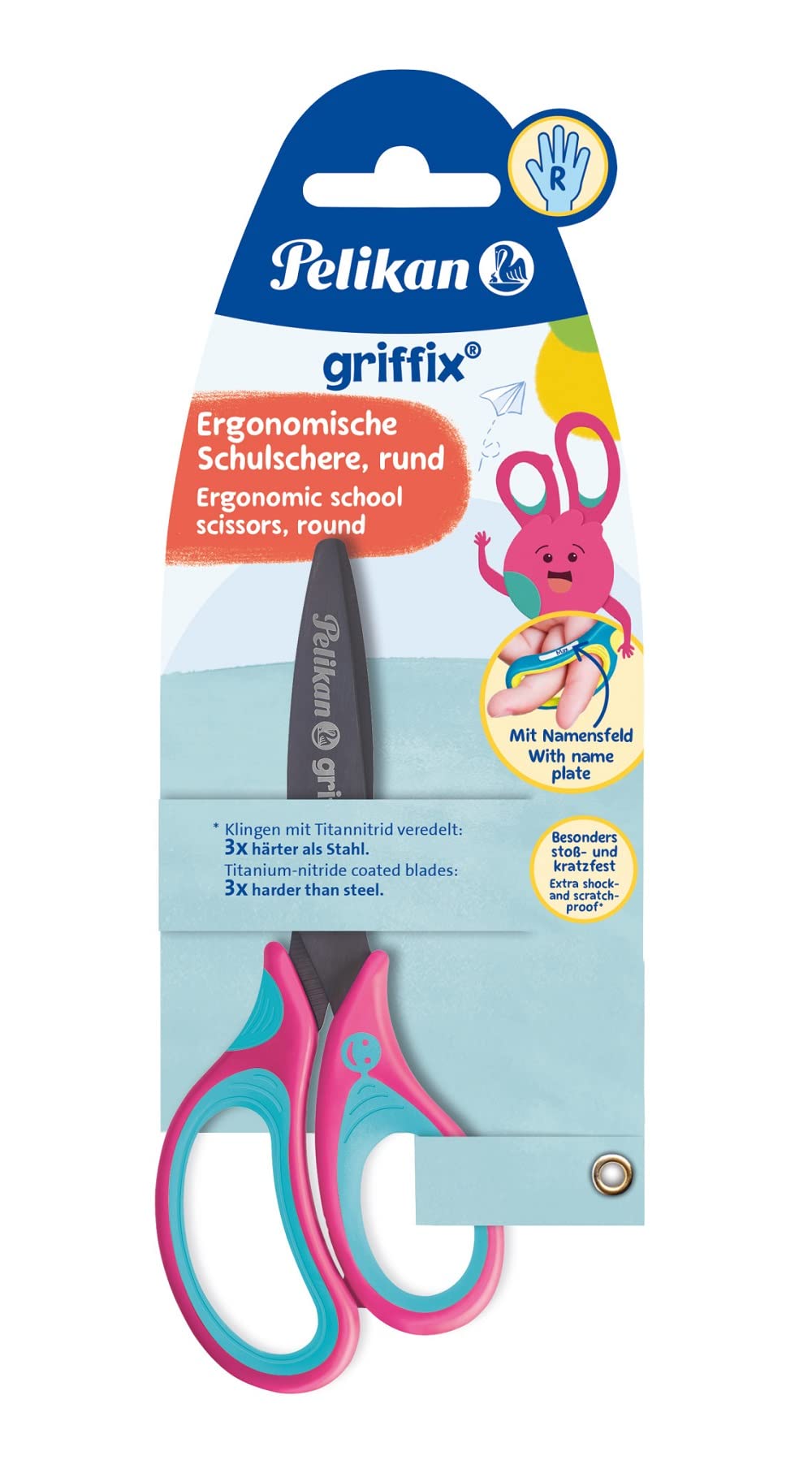 Forbici Scuola Pelikan Griffix - Punta Rotonda Per Destrorsi, Colore