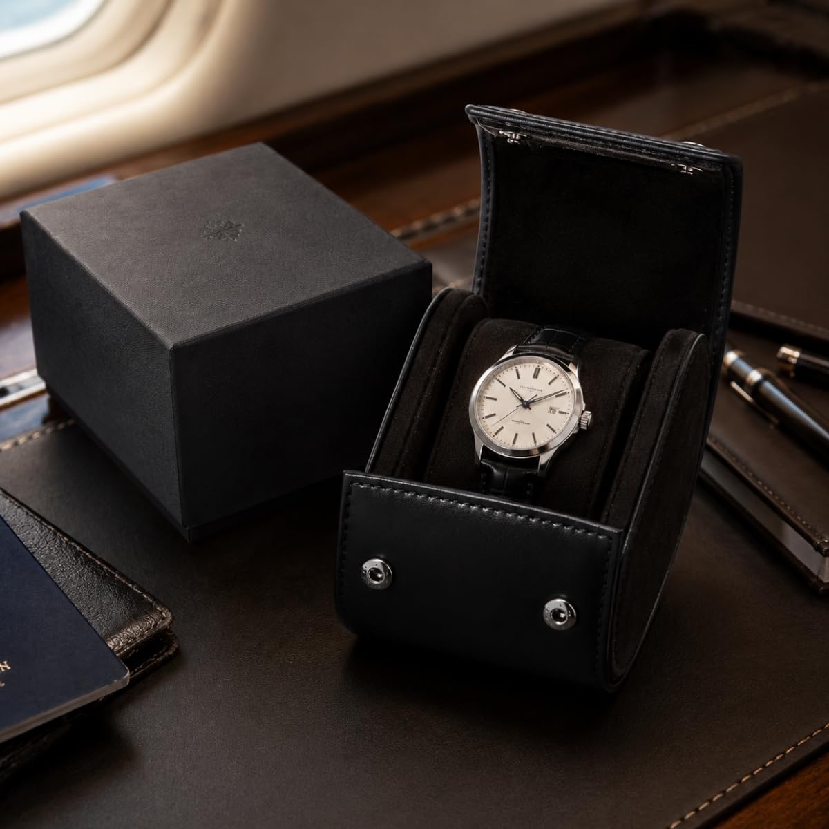 Custodia Porta Orologio in Legno Scatola Orologio da Tavolo con Cuscino Interno Apertura Sollevabile Finitura Brillante Finitura Pulita per Patek Philippe Nautilus