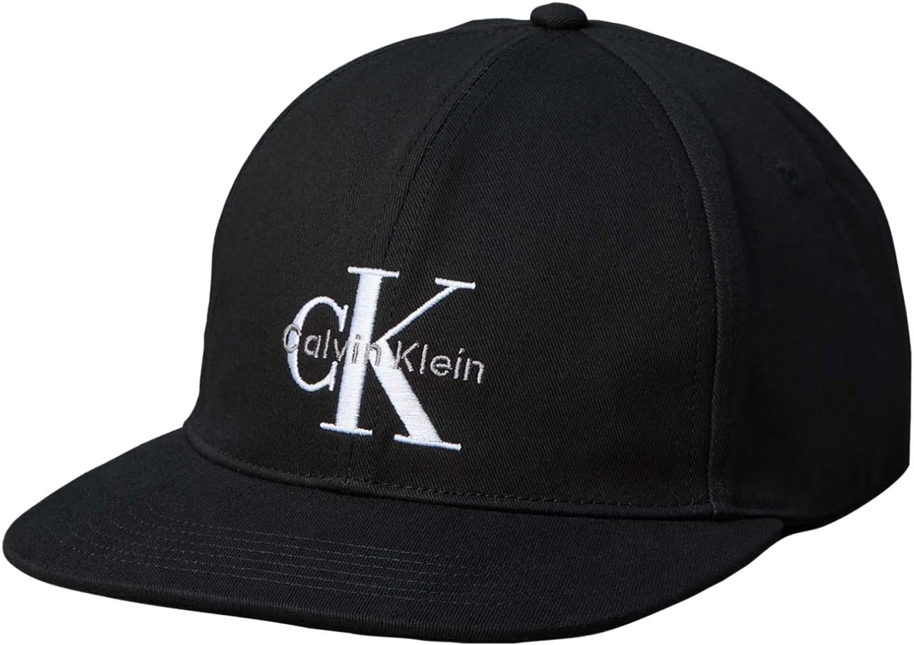 Calvin Klein Men Monologo - Gorra Moderna de ala Plana LV04D5132G, Color Negro (Negro), Talla única