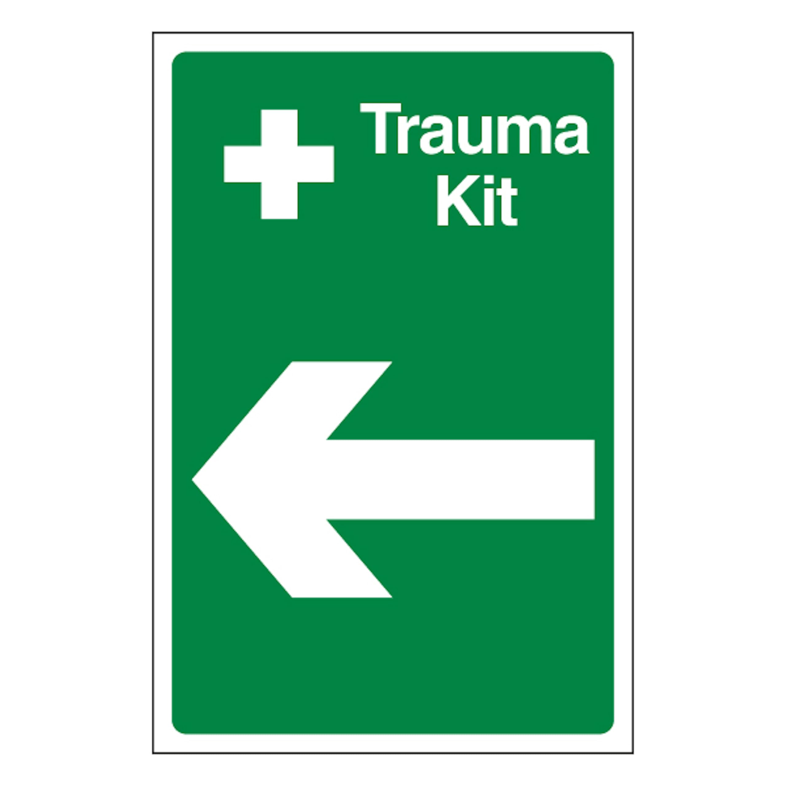 V Safety Trauma Kit Arrow Left 450 x 600 mm - 2mm Super-Tough Rigid Plastic