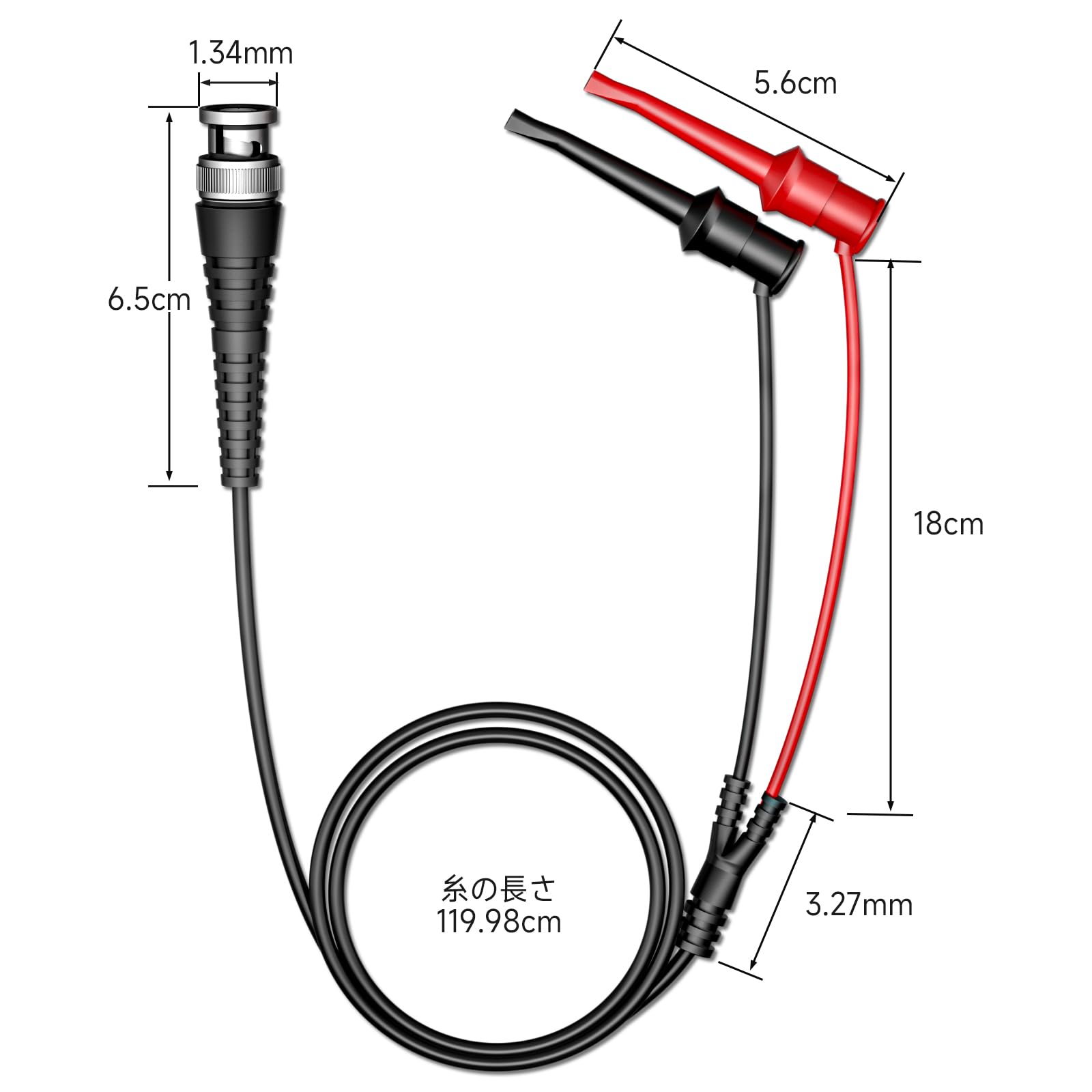 Amazon.co.jp: Cleqee BNCテストリード フッククリッププローブ