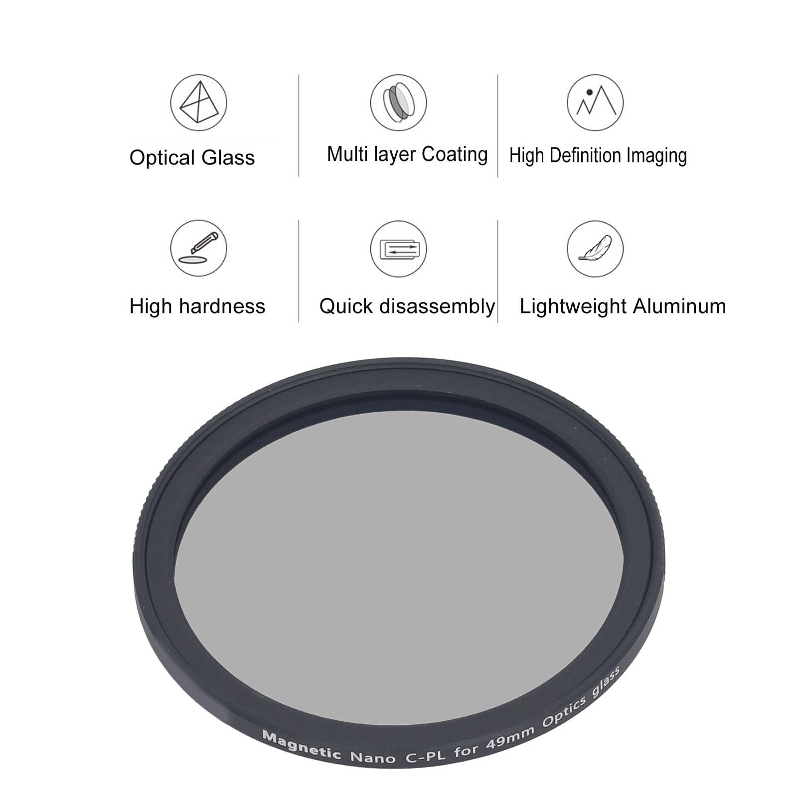 Filtri per Lenti CPL, Filtro Polarizzatore Circolare CPL Polarizzatore da 49 Mm per GR2 GR3 GR3X e Altre Fotocamere, Rivestimento Nano Professionale