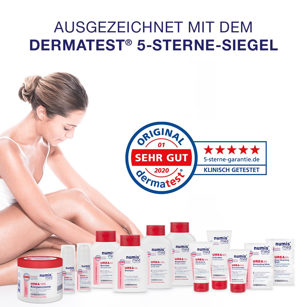 numis med 6x Urea Creme 10 Prozent 400 ml - Körpercreme sehr trockene Haut | Made in Germany - Feuchtigkeitsspendende Urea 10% Hautcreme ohne Silikone, Parabene & mikroplastikfrei