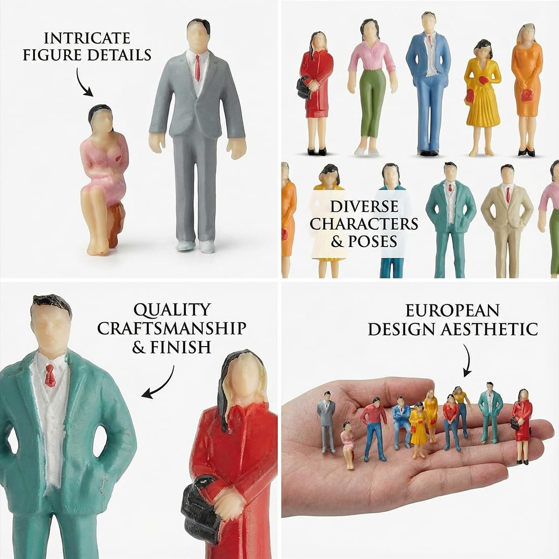 Set di 40 Miniature, Figure in Miniatura per Modellismo Ferroviario, Personaggi Giocattolo (Scala 1:50)