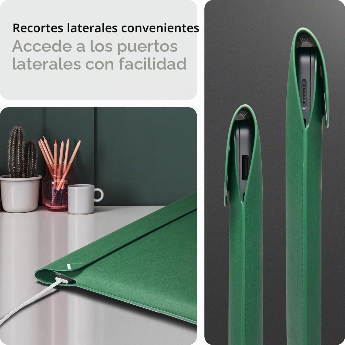 Spigen Funda para portátil Valentinus 15 15.6 16 Pulgadas, Compatible con MacBook Pro, Solapa magnética integrada, Funda de Piel para portátil, Bolsa para portátil - Verde