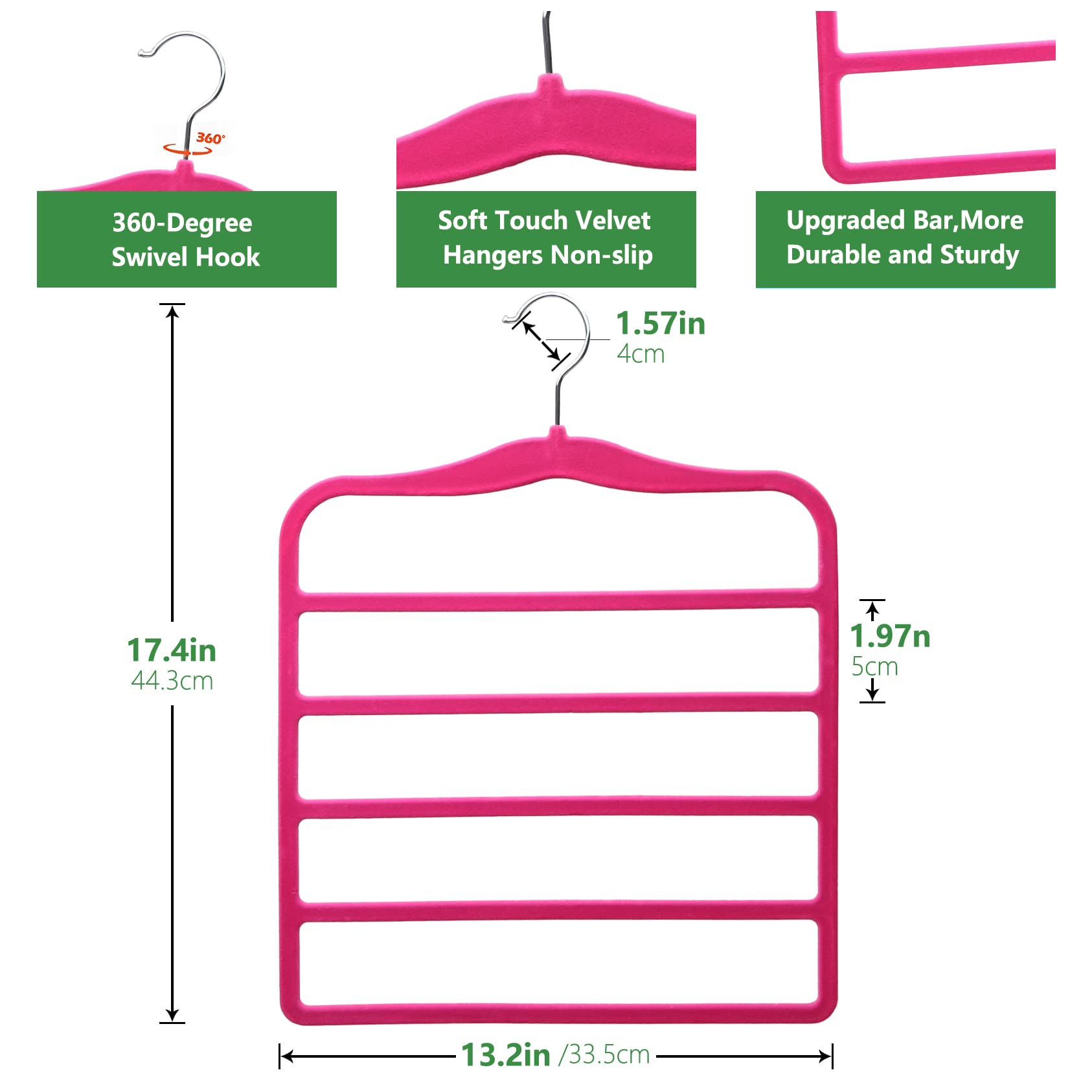 Hosenbügel aus Samt, platzsparende Schrank-Organizer, rutschfeste Jeans-Kleiderbügel für Hosen und Schals, 3 Stück